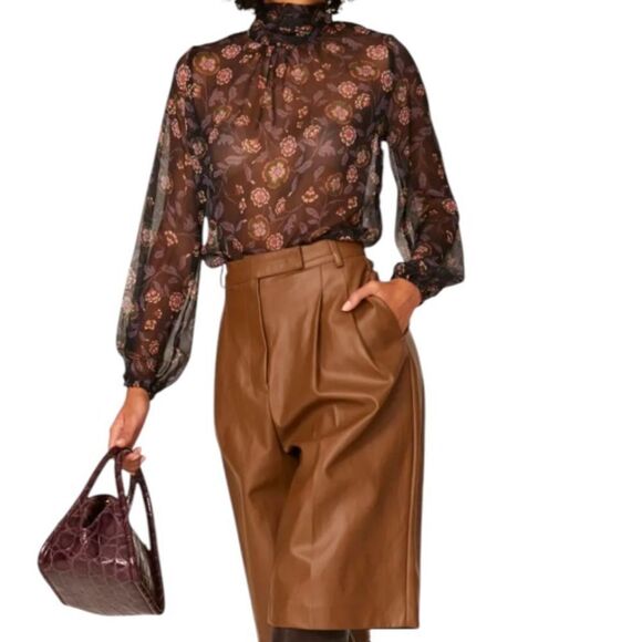 MISA Los Angeles Black Chiffon Sheer Lulu Floral Top Size Large 240.00 - Picture 1 of 12